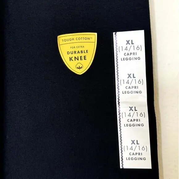 NEW WITH TAGS Girls Cat & Jack Black Cotton Blend Capri Leggings Size XL (14/16) - Picture 3 of 6